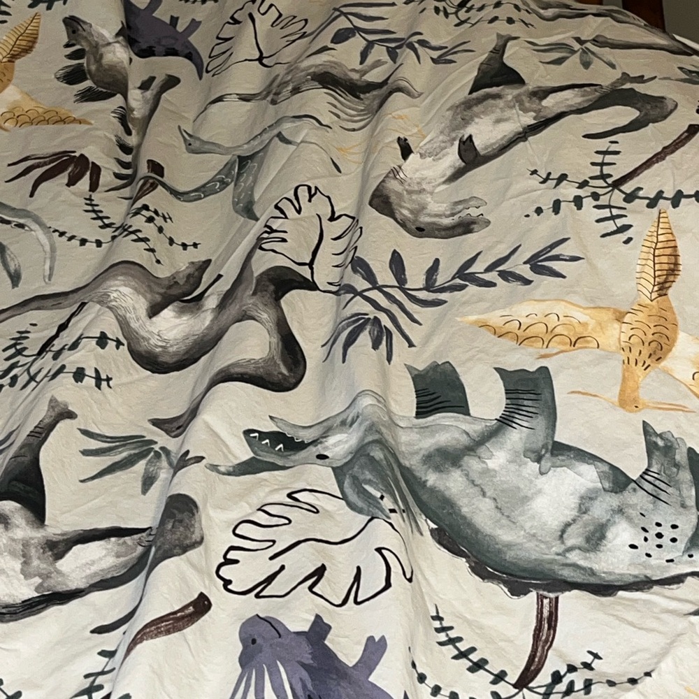 Pottery Barn~Jurassic~Dinosaur Queen/Full Duvet w/2 Shams~100% Organic Cotton - Picture 14 of 16